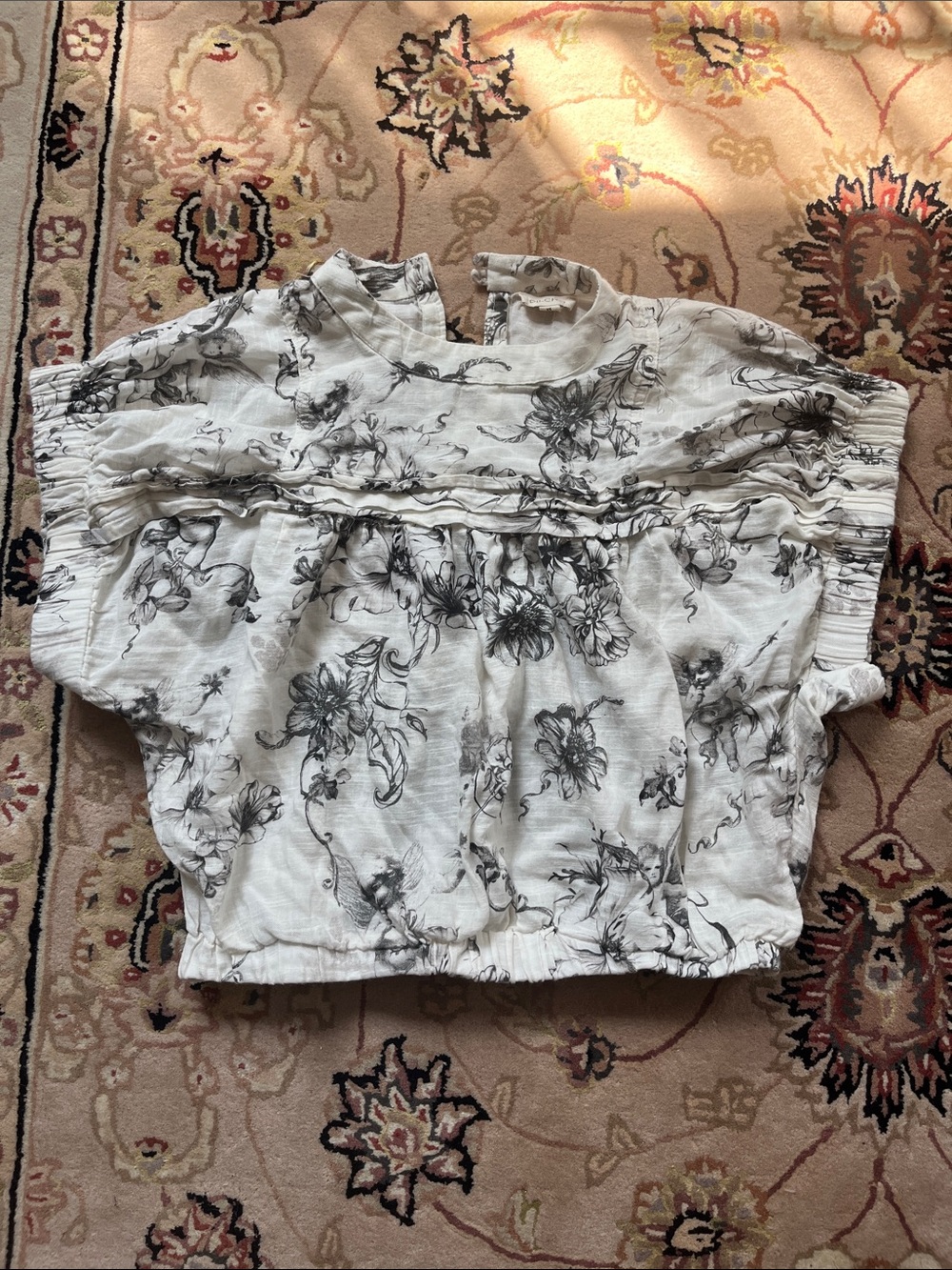 Pilcro White Floral Smocked Crop Top